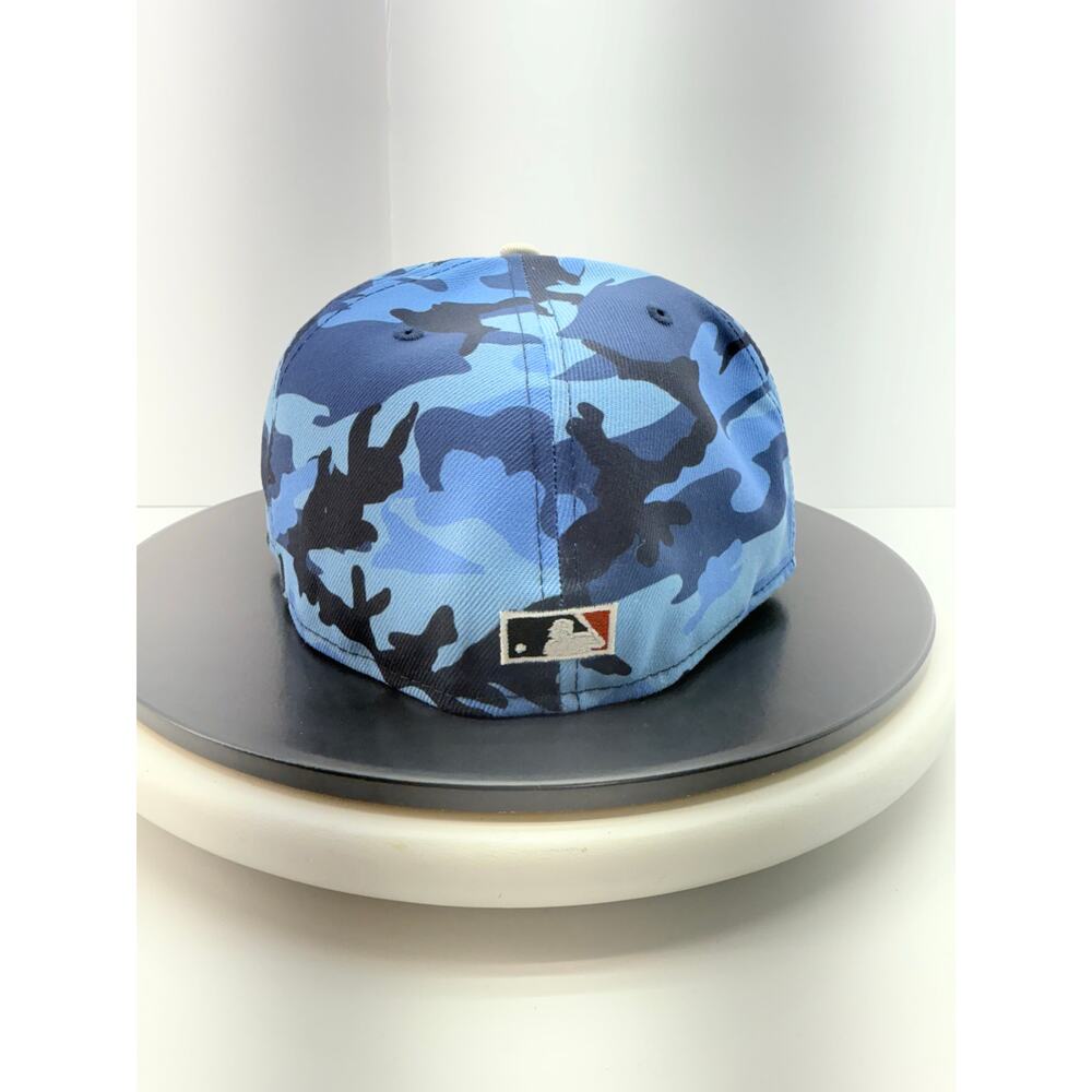 New Era 59Fifty Chicago Cubs Fitted Hat Size 7 5/8 Blue Camo‎ MLB Baseball Cap - Picture 5 of 9